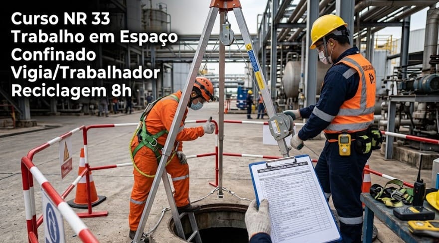 Curso NR 33 Espaço Confinado Trabalhador e Vigia Reciclagem Híbrido 8h