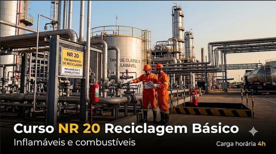 Curso NR 20 Segurança e Saúde no Trabalho com Inflamáveis e Combustíveis Basico Reciclagem 4h